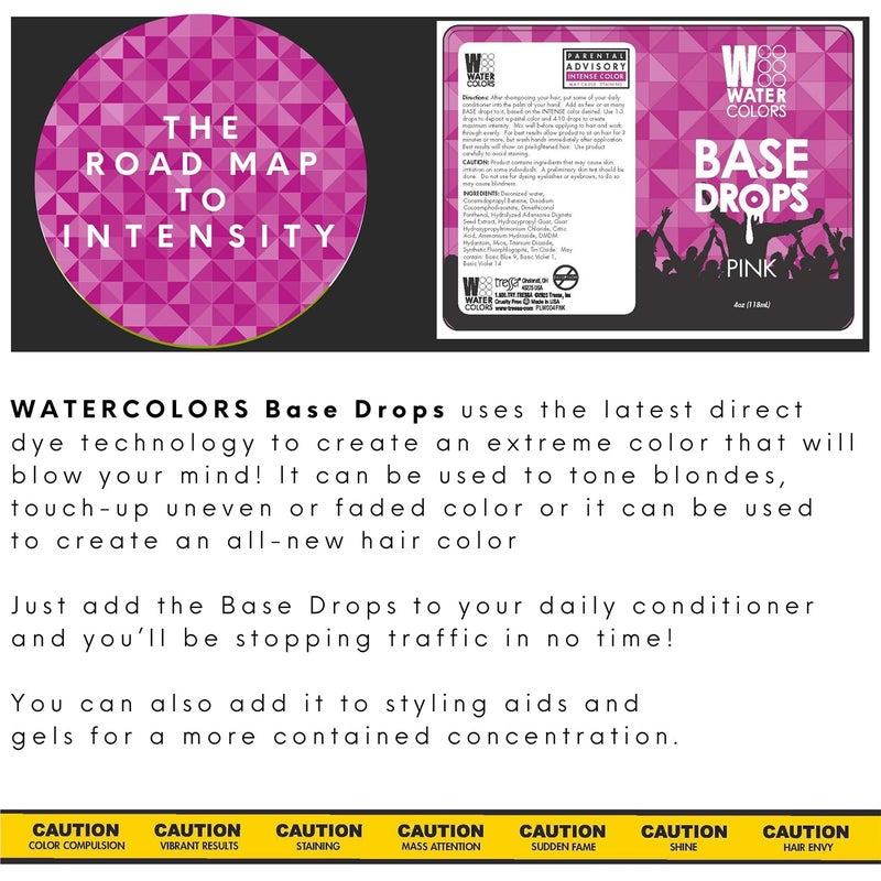 Watercolors Base Drops, Temporary Hair Dye Color Booster, Cruelty-Free, 4 oz - PINK - Image 3